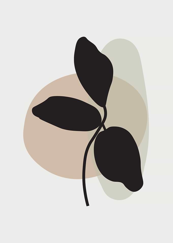 Minimalist Black Leaves with Neutral Shapes