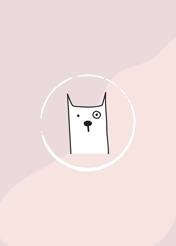 Minimalist Dog Illustration on Pink Background