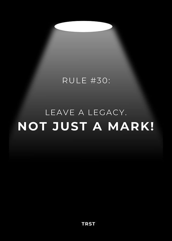 Rule #30: Leave a Legacy, Not Just a Mark – Motivational Minimalist Spotlight Poster