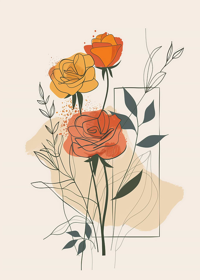 Floral Abstract Art with Roses
