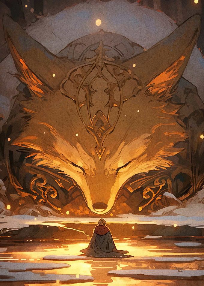 Meditating Figure Giant Fox