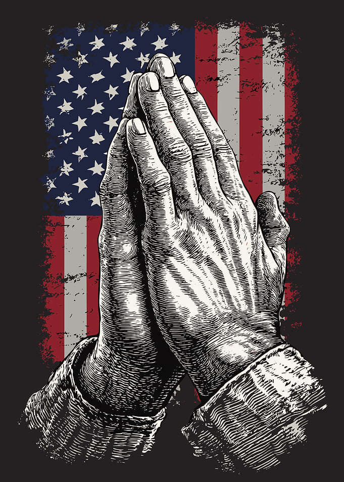Praying Hands with American Flag