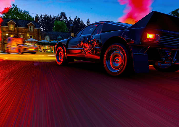 Racing Car at Dusk