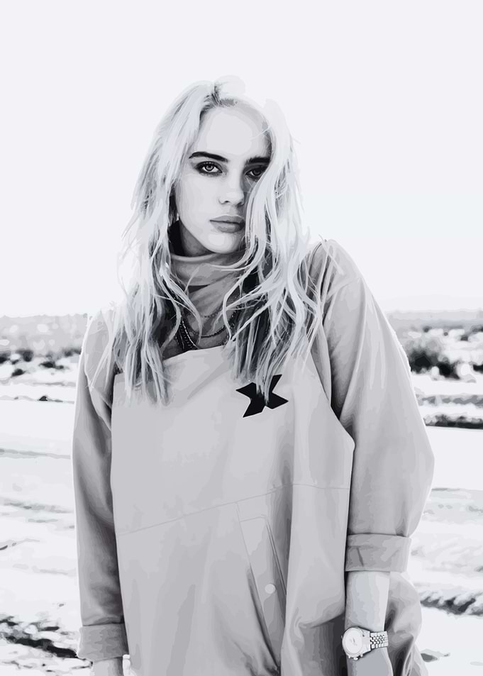 Billie Eilish monochrome portrait