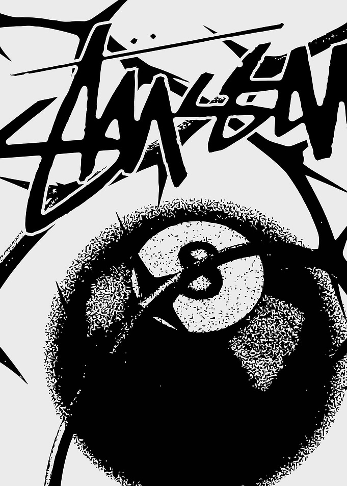 8-Ball Black and White Graphic