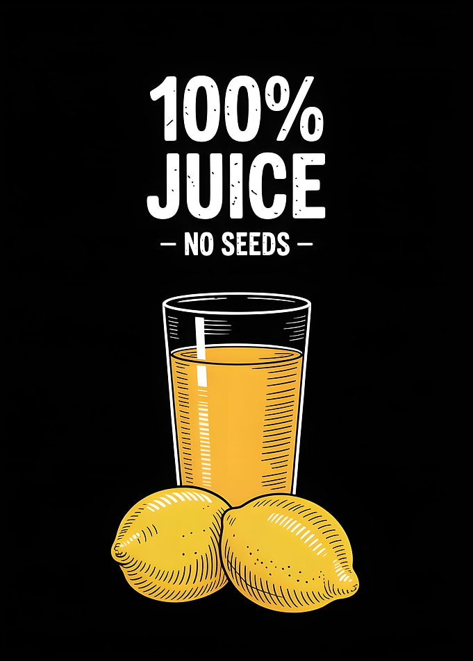 100% Juice No Seeds Illustration