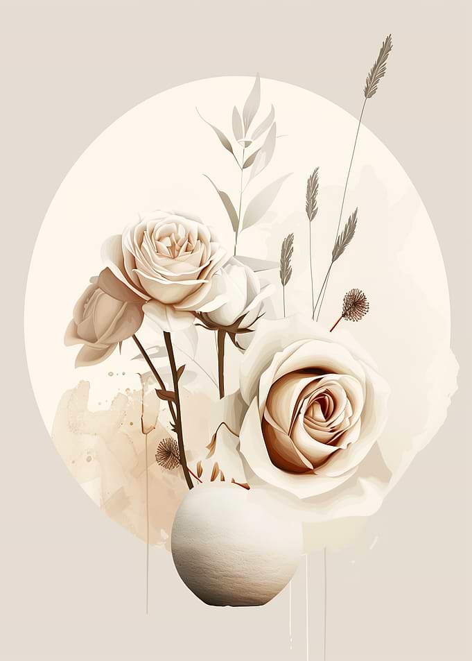 Beige Roses in Vase