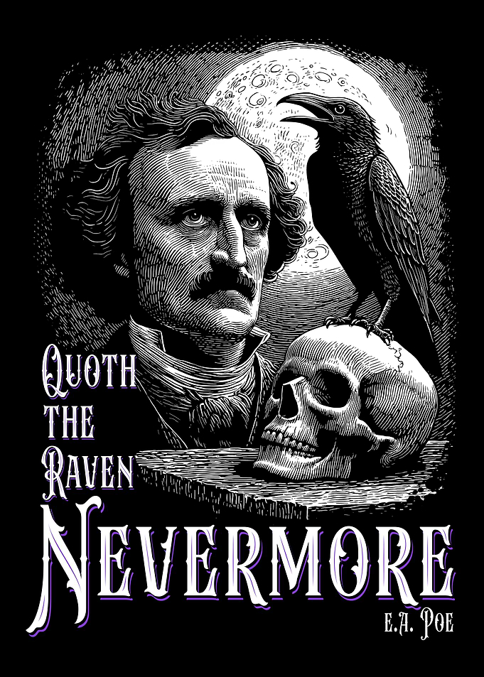 Edgar Allan Poe's Raven Nevermore Illustration