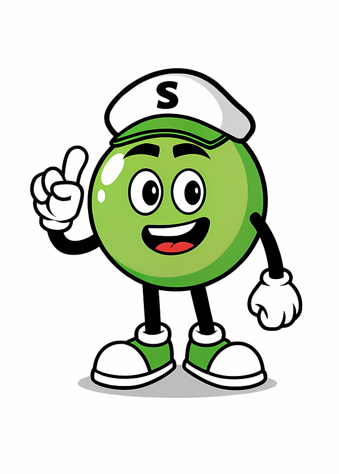 Cartoon Green Pea Character with Hat