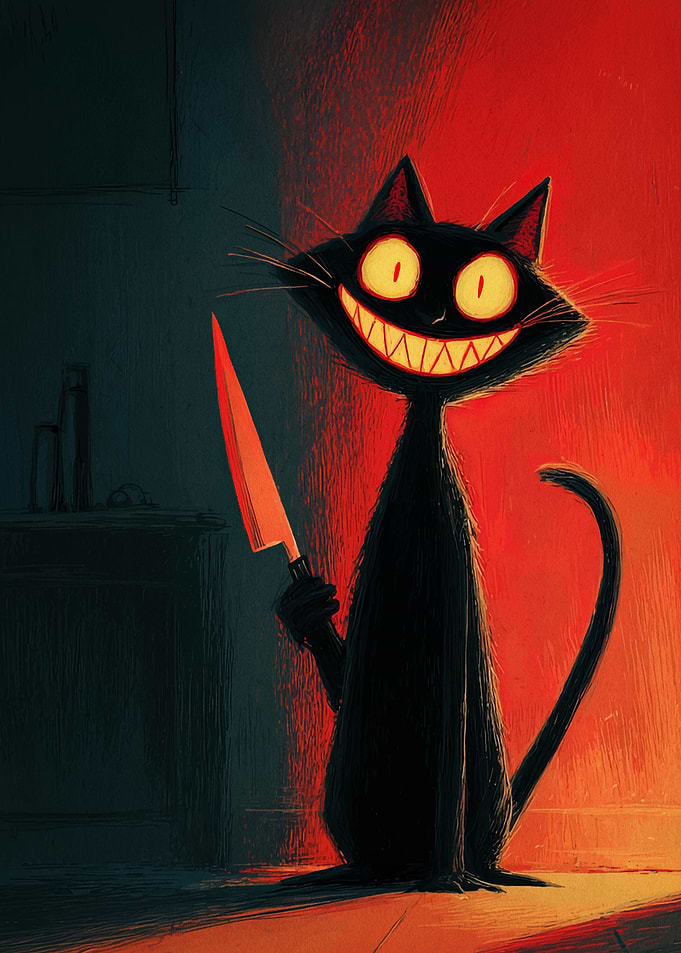 Creepy Cat with Knife
