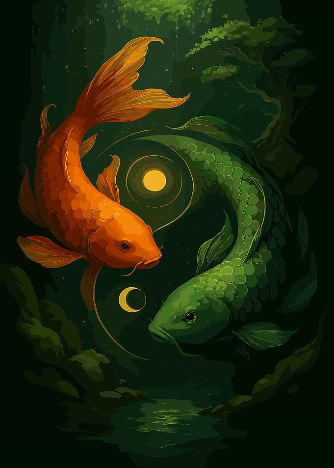 Yin Yang Koi Fish Illustration