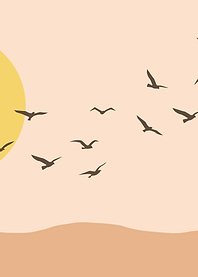 Birds Flying at Sunset Illustration