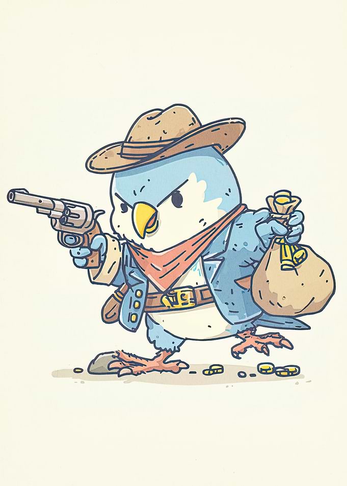 Cartoon Bird Cowboy Robber
