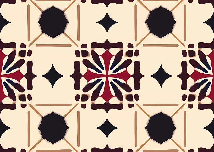 Geometric Tile Pattern in Beige and Red