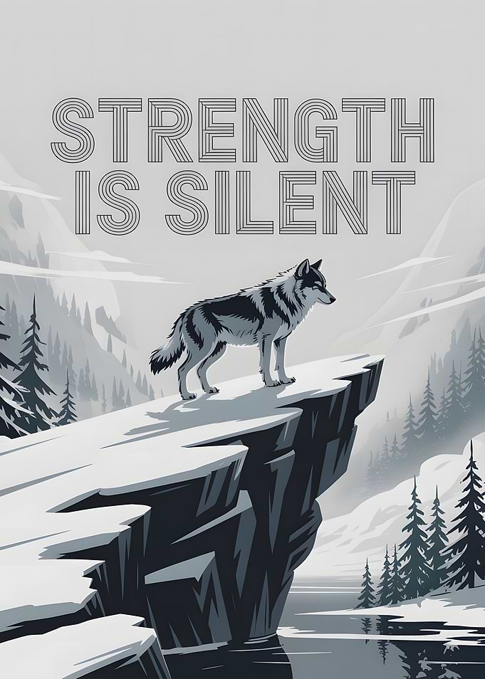 Wolf on Cliff: Strength is Silent