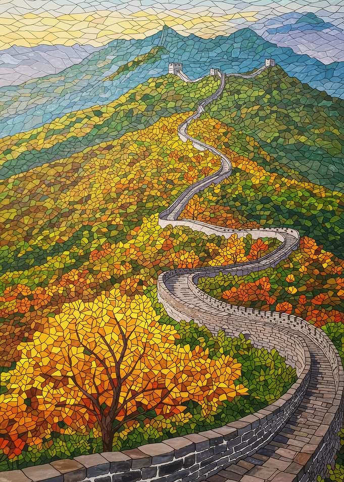 Great Wall of China Mosaic Art