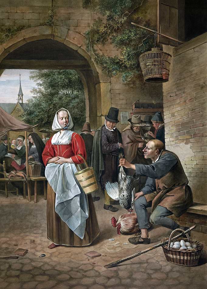 Old Market Scene Painting