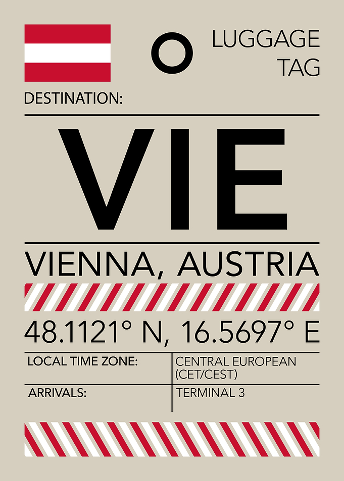 VIE, Vienna Austria Airport Luggage Tag