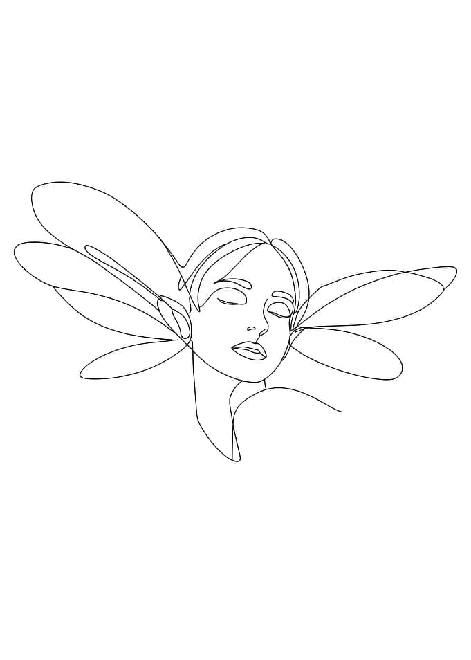 Minimalist Fairy Line Art