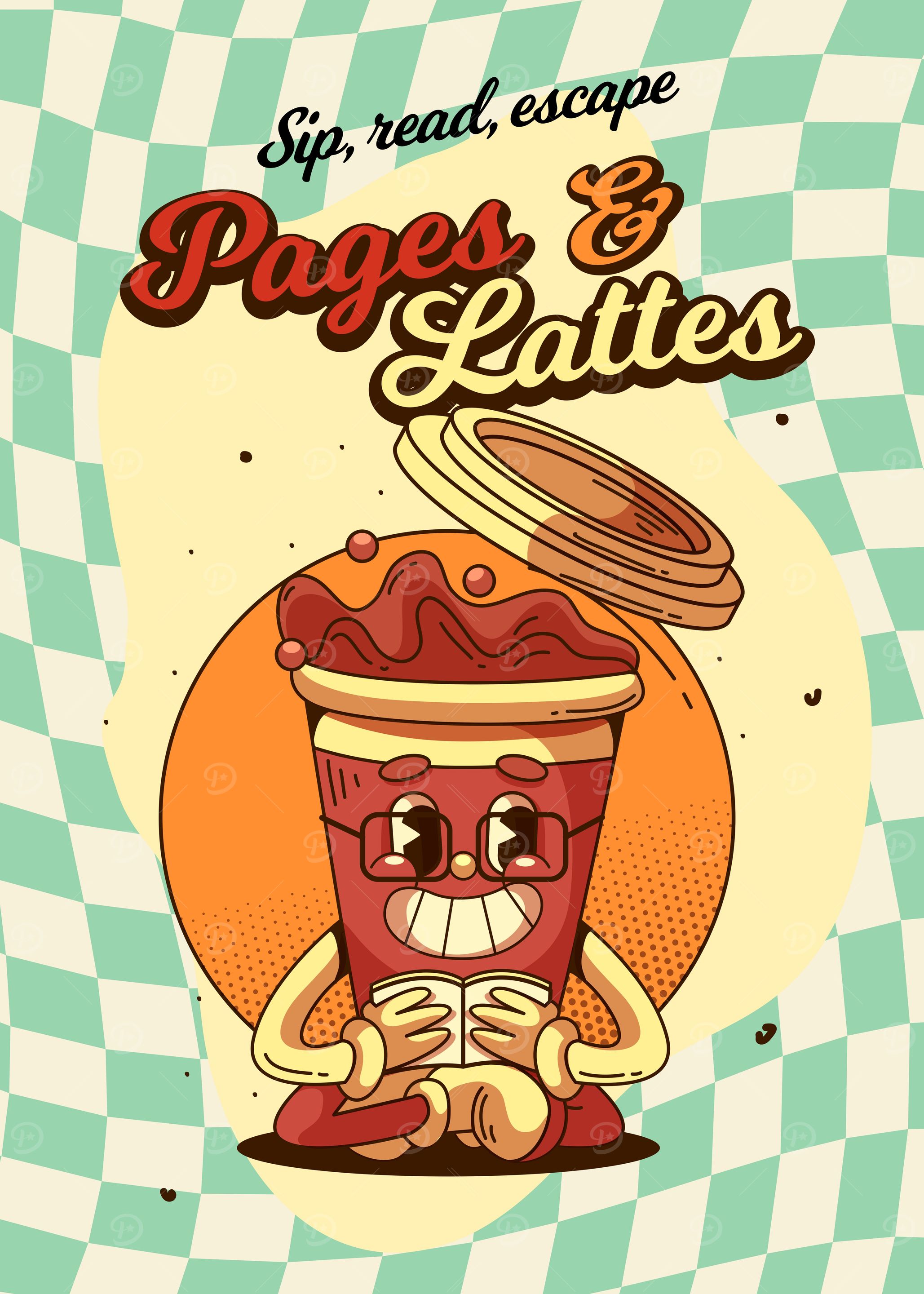 Pages & Lattes cartoon, book
