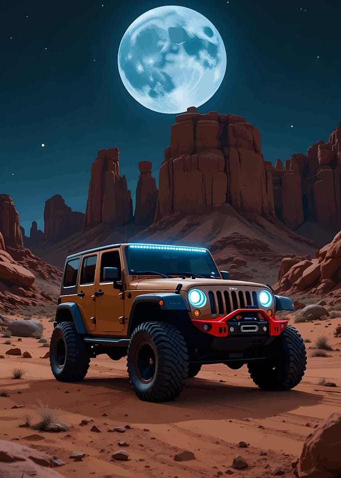 Jeep Wrangler in Desert Landscape