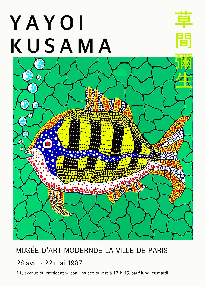 Yayoi Kusama Fish Art Poster
