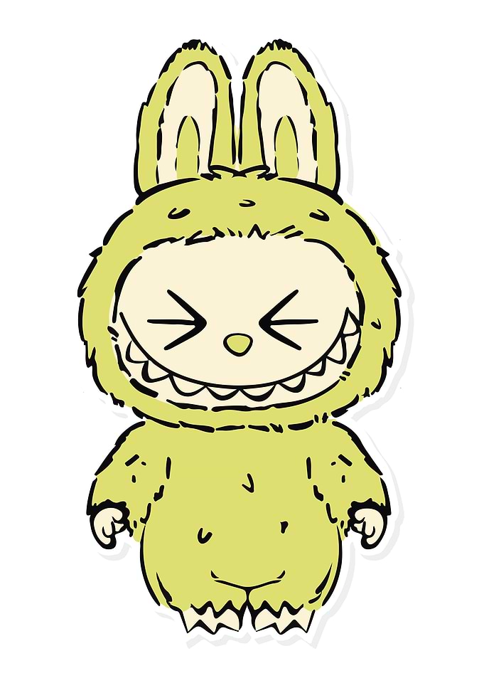 Cartoonish Green Monster with Bunny Ears