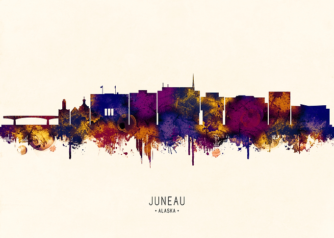 Juneau, Alaska Skyline Watercolor
