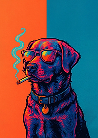 Cool Dog with Sunglasses and Cigarette