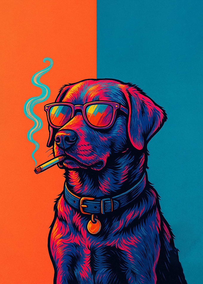 Cool Dog with Sunglasses and Cigarette