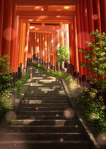 Fushimi Inari Shrine Stairway Illustration
