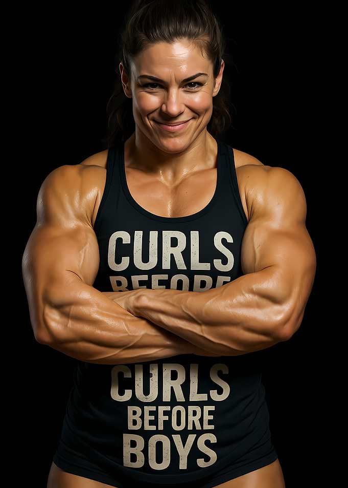 Muscular Woman: Curls Before Boys