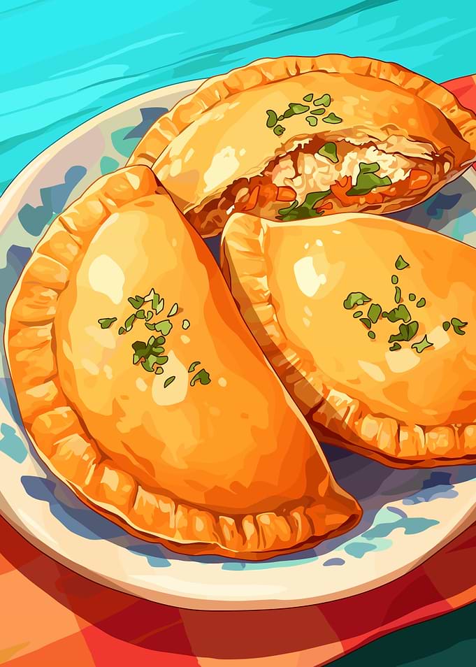 Empanadas on a Plate Illustration