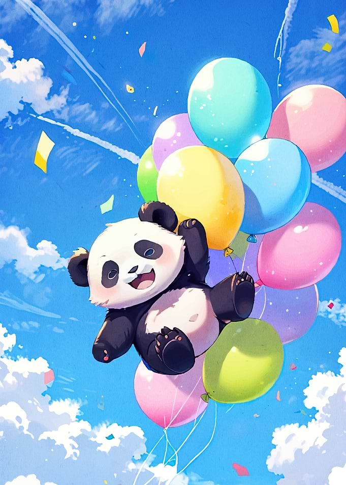 Panda Balloons Sky