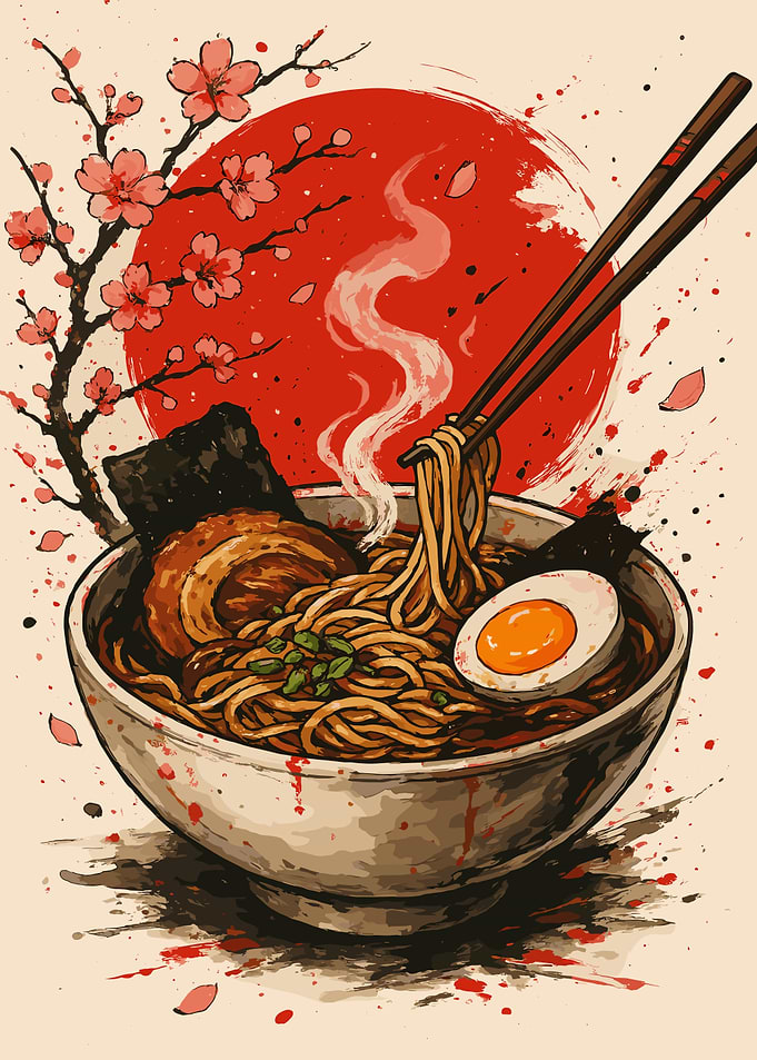Ramen Bowl with Cherry Blossoms