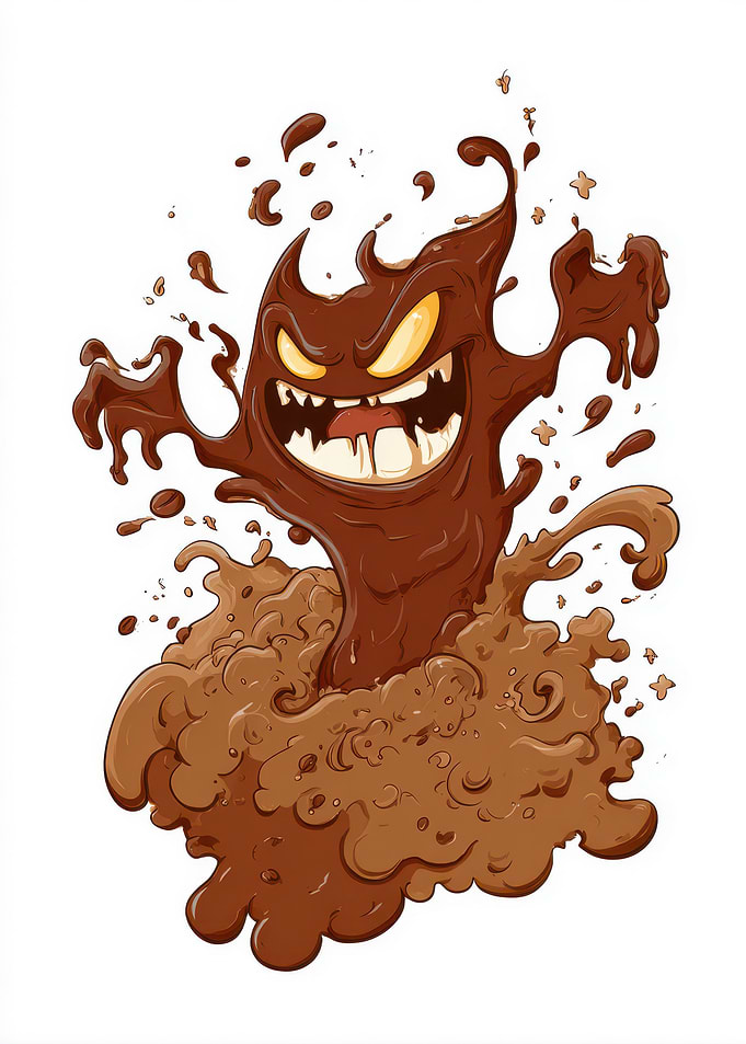 Chocolate Monster Cartoon Illustration