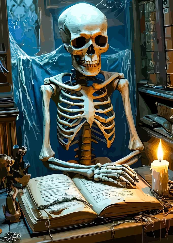Skeleton Reading by Candlelight