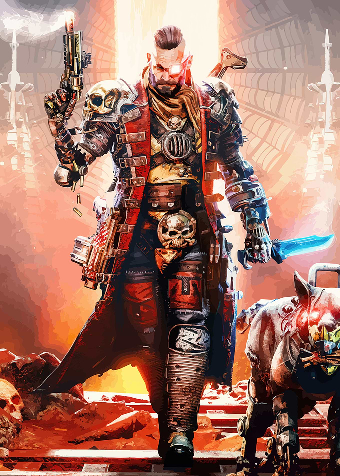 Cyberpunk Warrior with Robotic Companion