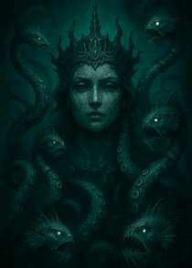 Sea Queen with Tentacles and Fish
