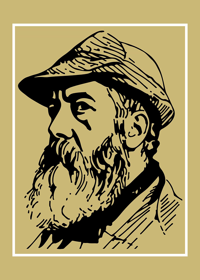 Bearded Man Portrait in Black and Beige