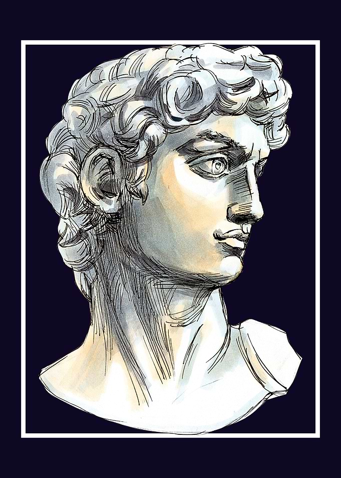 David Statue Watercolor Illustration