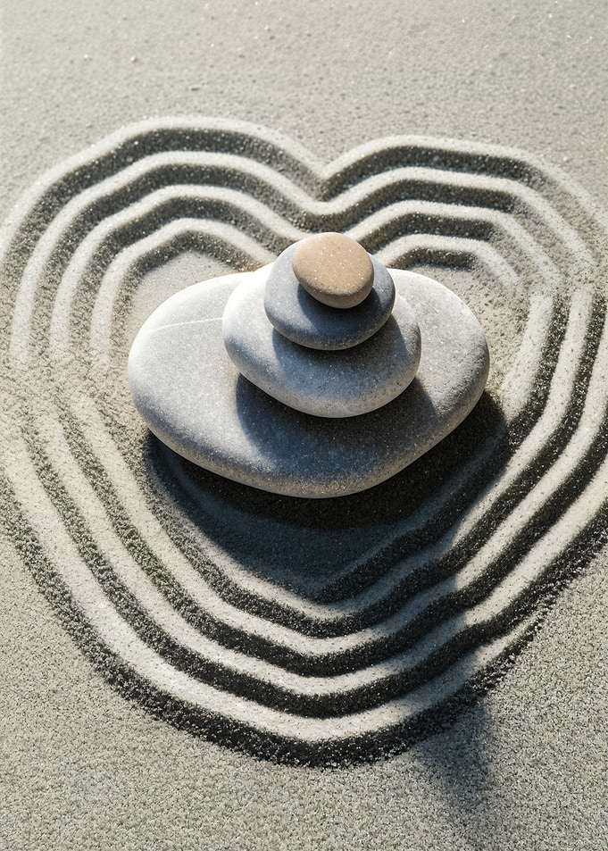 Zen Stones Heart Sand