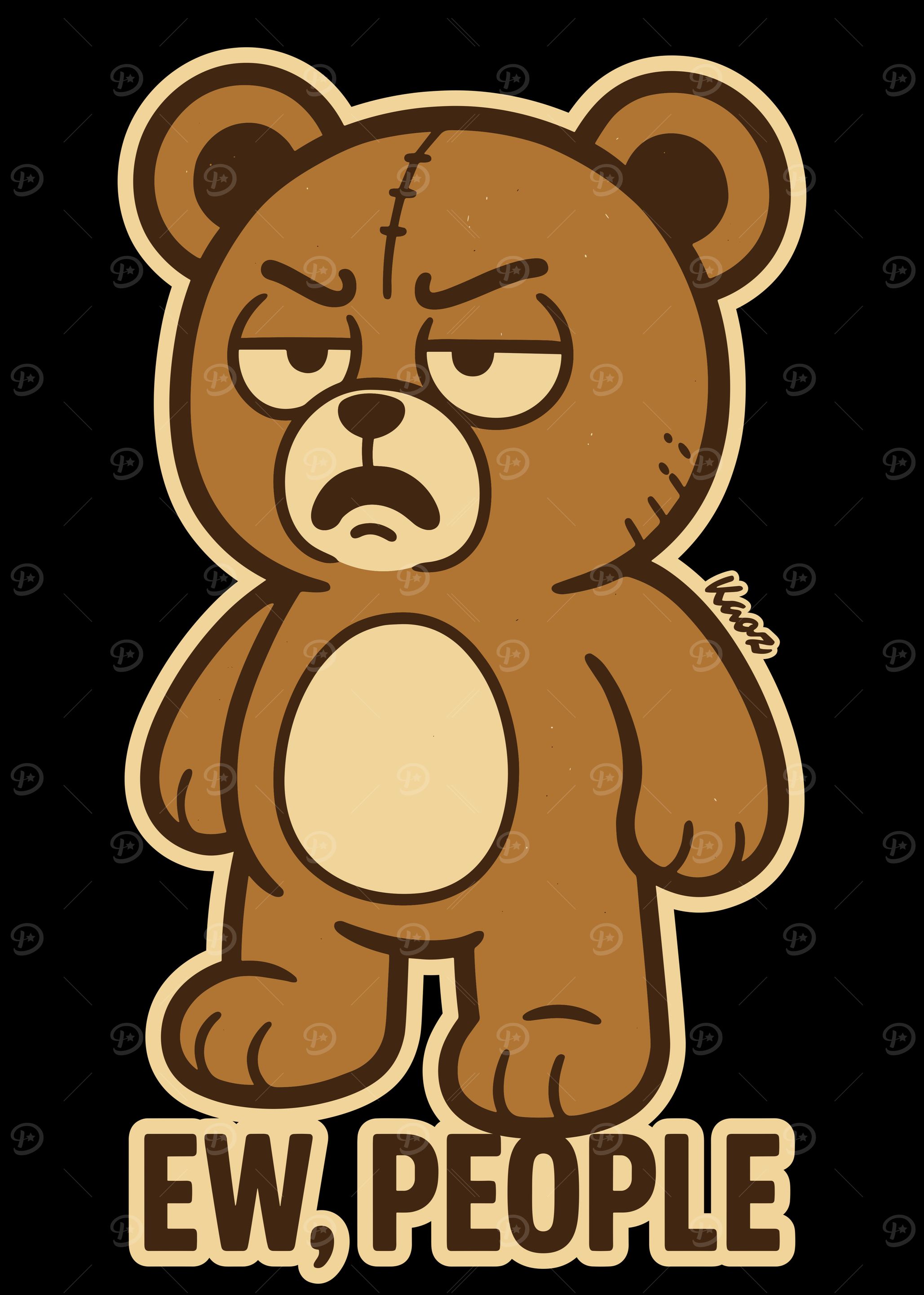 Bad Mood Bear Cartoon 'Ew, People'