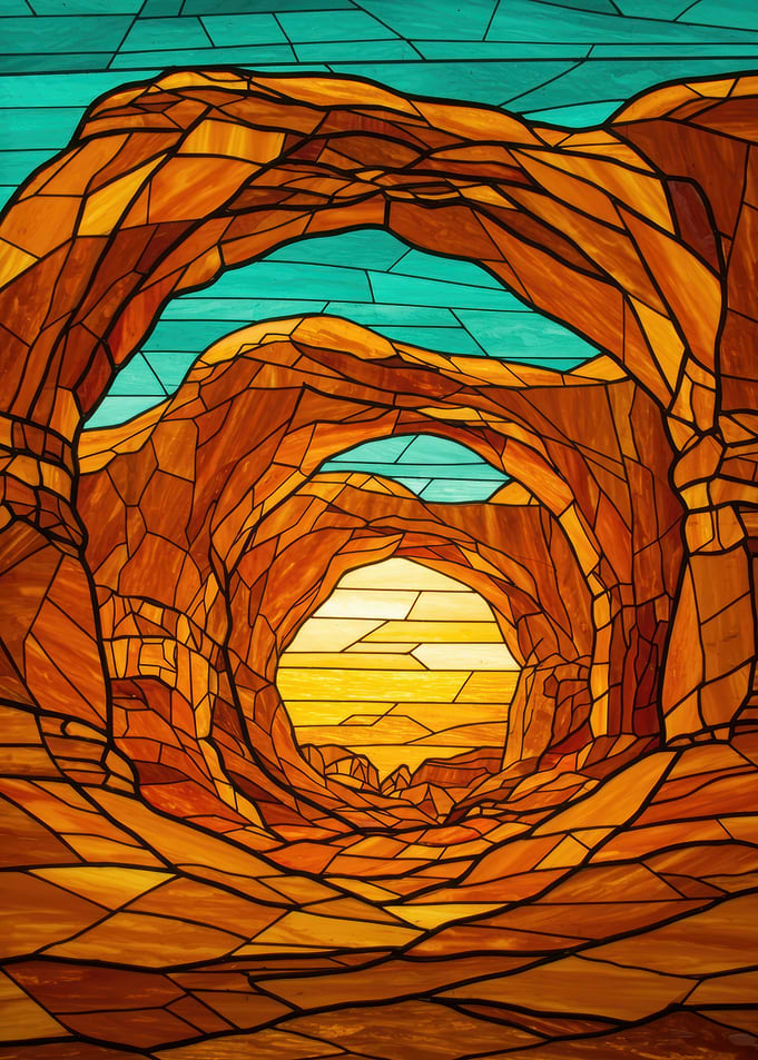 Stained Glass Desert Arch Landscape