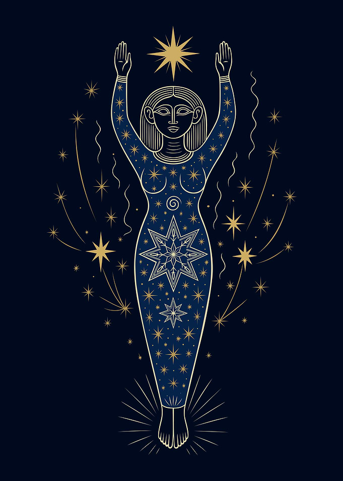 Celestial Goddess with Stars - Mystic Cosmic Art