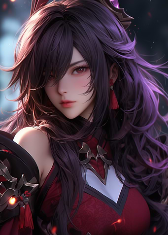 Anime Girl Portrait with Red Dress