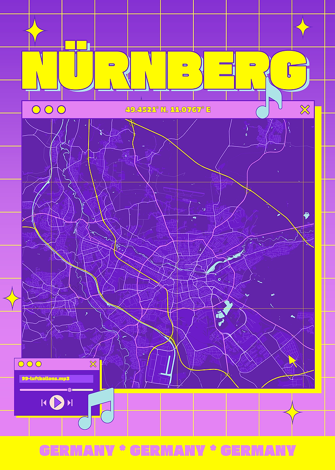 Nuremberg Map Retro Aesthetic