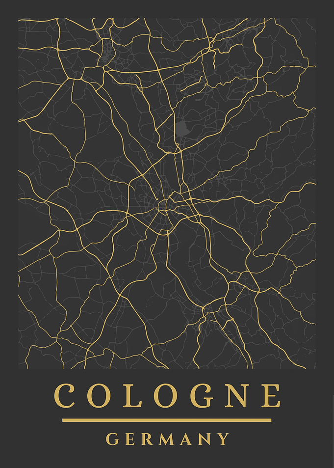 Cologne, Germany Map Art