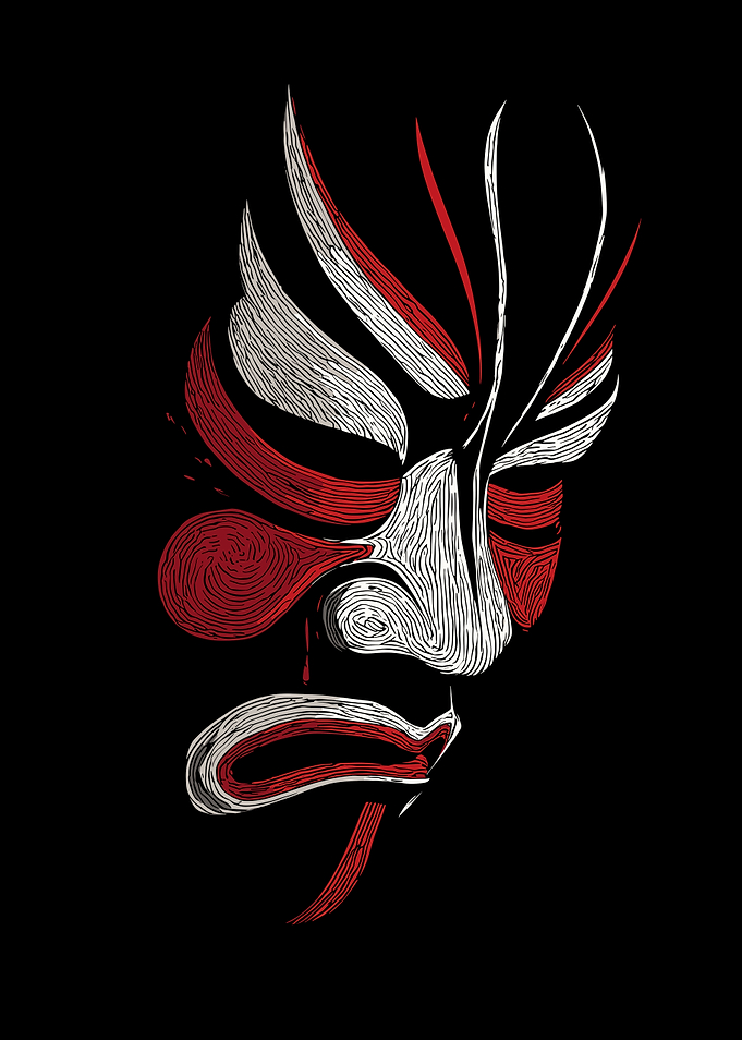 Kabuki Mask Illustration