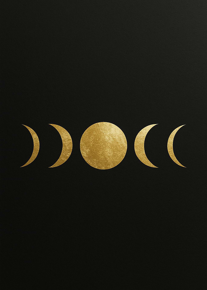 Golden Moon Phases on Black